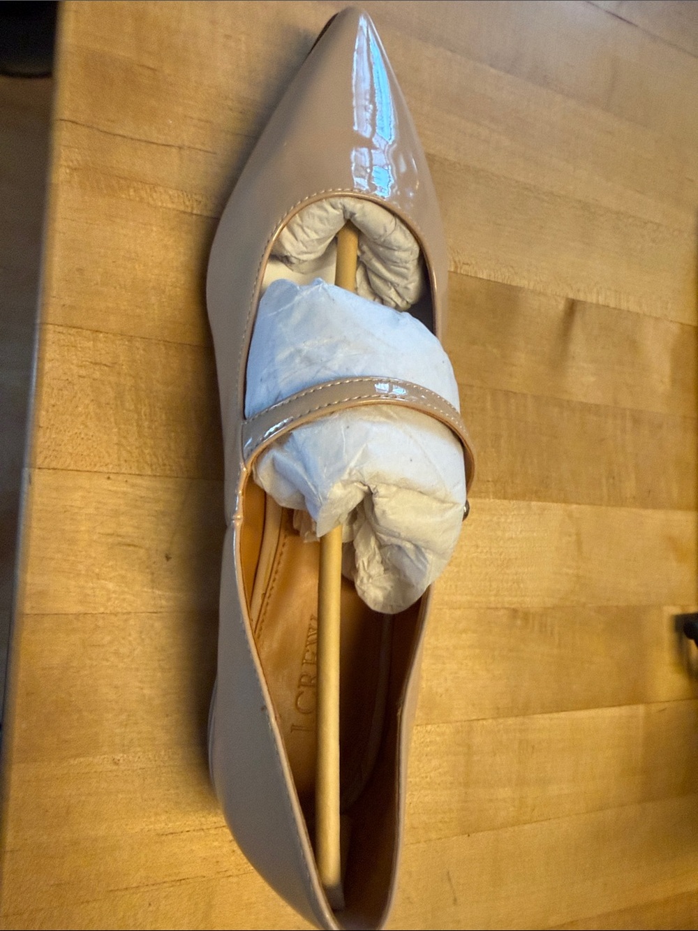 J. Crew Nude Patent Pointed Mary Jane Flat